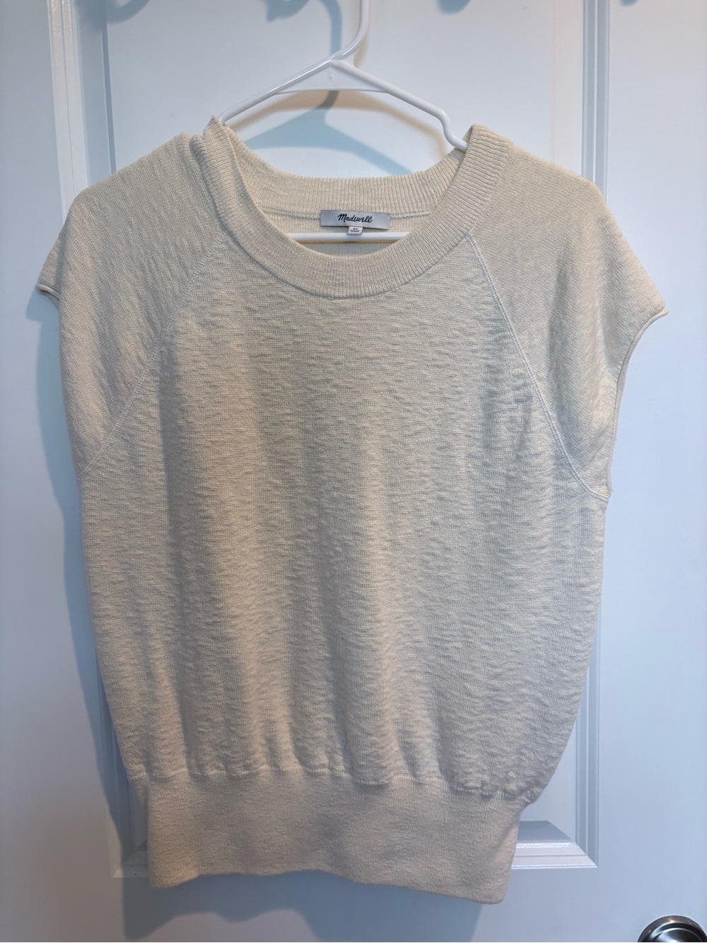 Madewell Cream Short Sleeve Knit Pullover